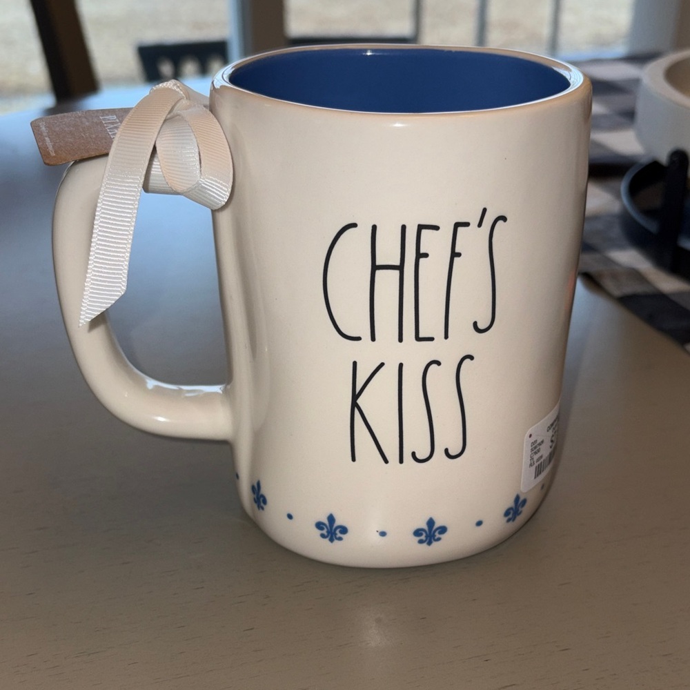 Rae Dunn Ratatouille Chef's Kiss Ceramic Mug with Blue Interior